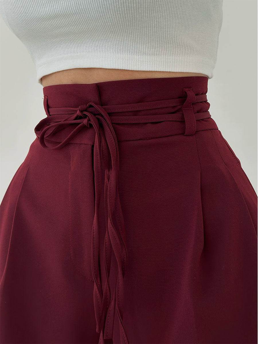 Lina | Elegante Weite-Hose mit Hohem Bund und Gürtel-Detail