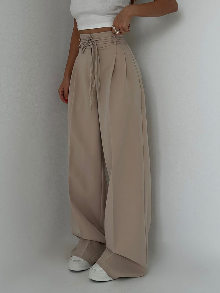 Lina | Elegante Weite-Hose mit Hohem Bund und Gürtel-Detail