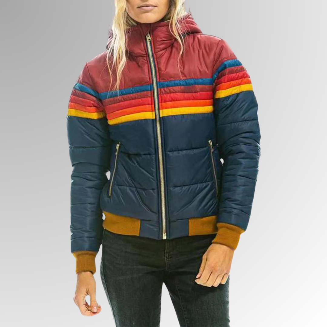 Ambre | Regenbogen-Gestreifte Zip-Up-Jacke