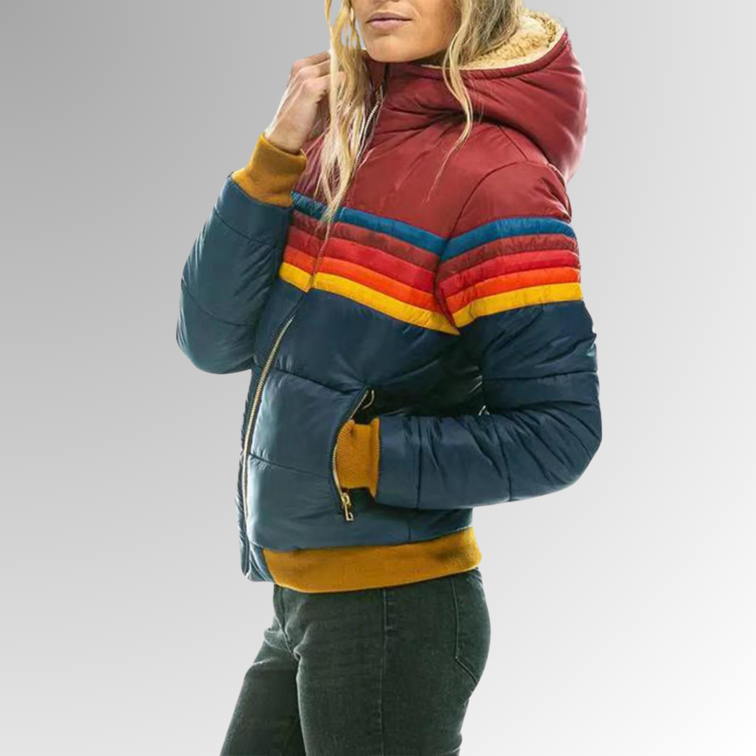 Ambre | Regenbogen-Gestreifte Zip-Up-Jacke