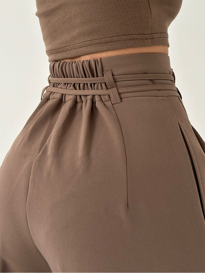 Lina | Elegante Weite-Hose mit Hohem Bund und Gürtel-Detail