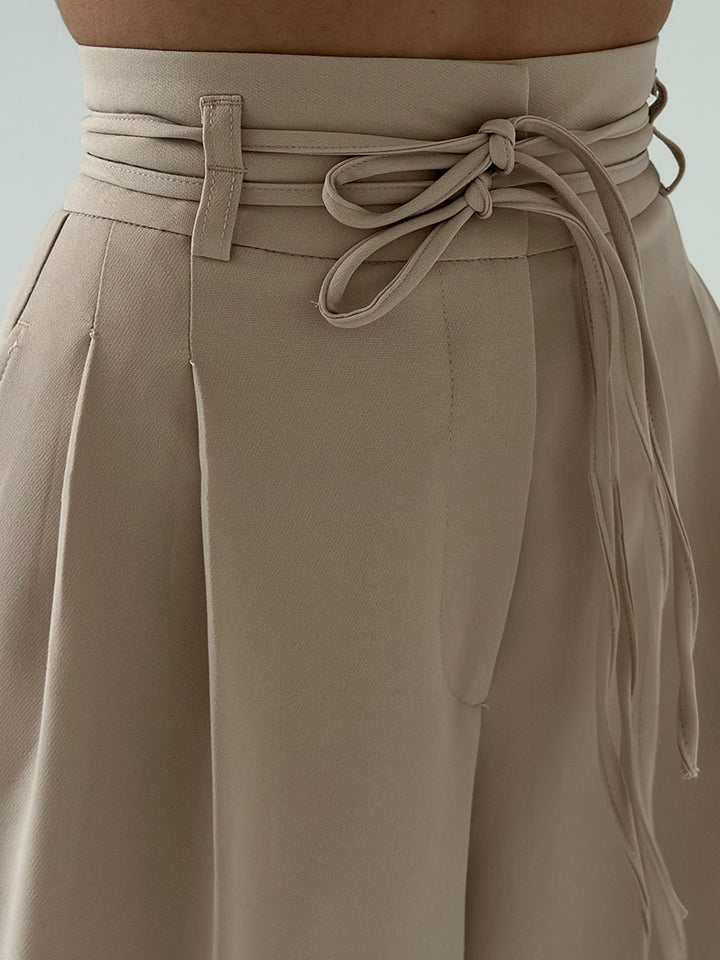 Lina | Elegante Weite-Hose mit Hohem Bund und Gürtel-Detail