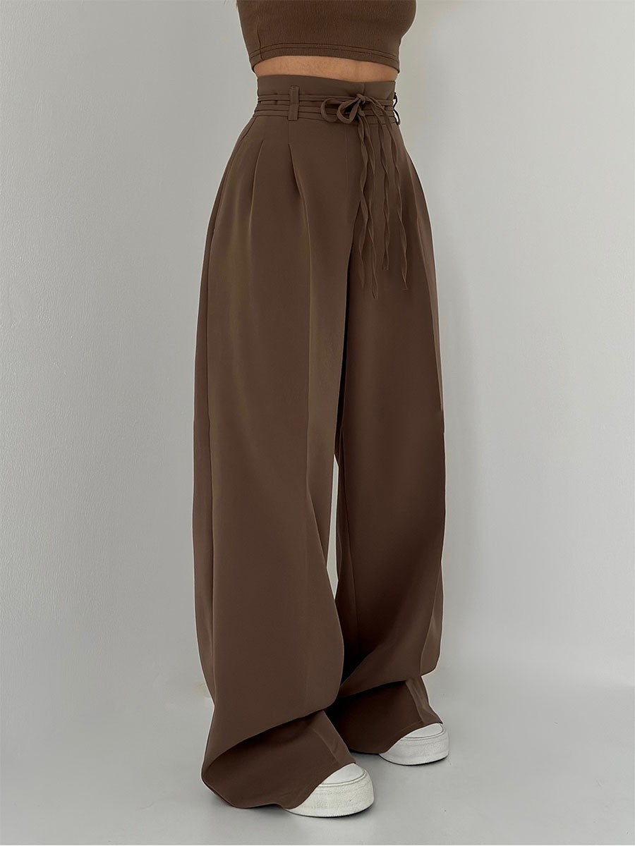 Lina | Elegante Weite-Hose mit Hohem Bund und Gürtel-Detail